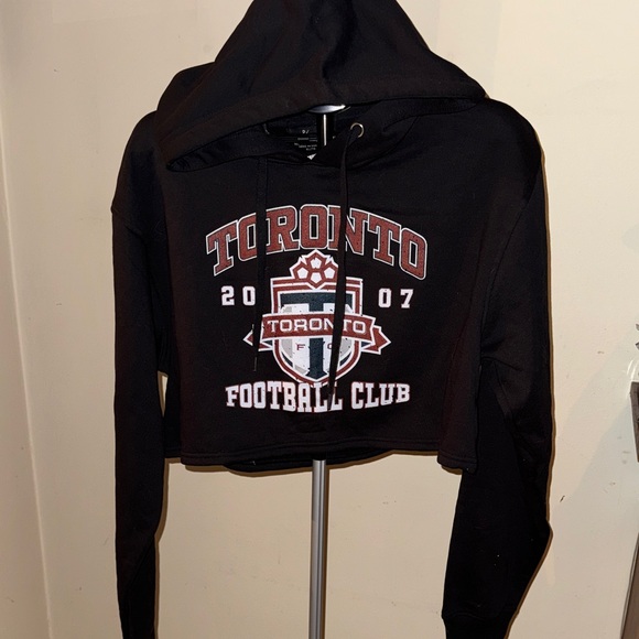 Peace Collective Tops - Peace Collective Toronto Football Club Black Cropped Hoodie